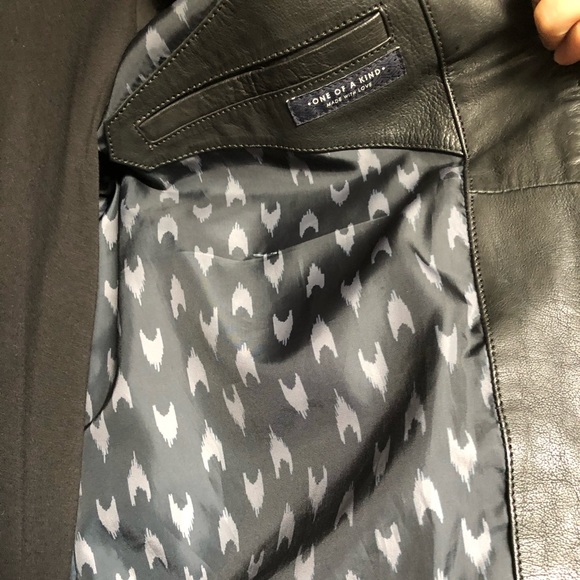 Scotch & Soda Black Leather Jacket Euro Collar - Picture 4 of 5